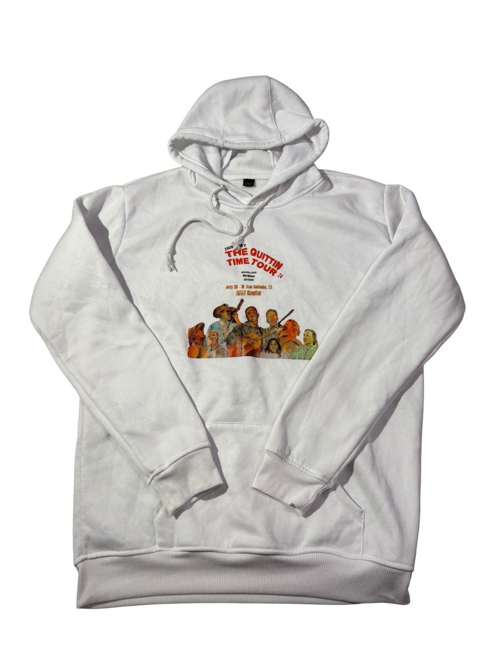White Zach Bryan The Quittin Time Tour 24 Graphic Fleece Hoodie Men’s XL